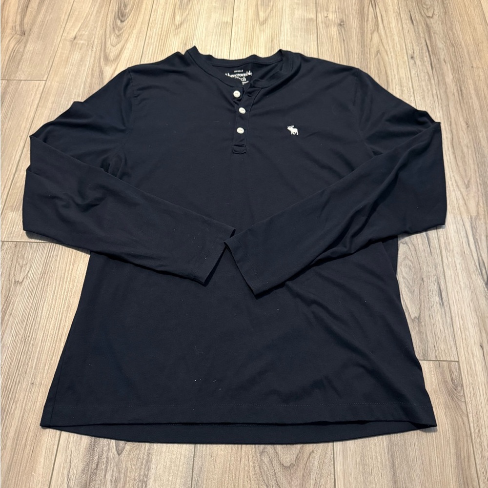 Abercrombie & Fitch Men's Black Henley Shirt Sz XL